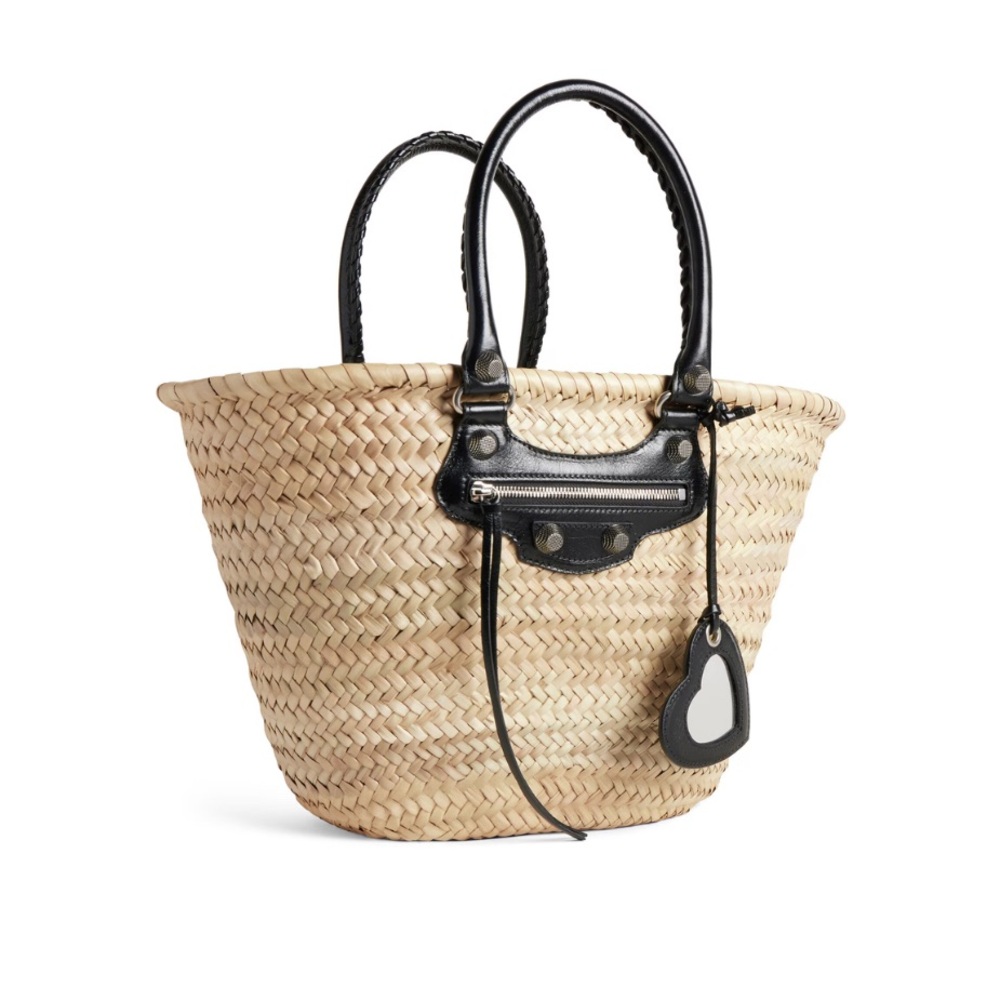 Balenciaga WOMEN'S LE CAGOLE BASKET MEDIUM IN BEIGE/BLACK